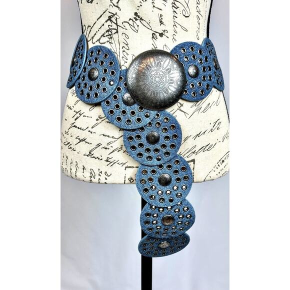 8 Other Reasons Montana Stallion Belt Studded Blue Denim 43\